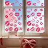 Día de San Valentín lápiz labial huella de labio ambiente adorno decoraciones pegatinas electrostáticas para puertas de vidrio ventanas para decorar centros comerciales