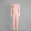 Conjunto de Pijama Jacquard con Forma de Corazón de Manga Larga Transfronterizo, Estilo Europeo y Americano, Pijama de Punto Calado Otoño 2025, Ropa de Casa Cómoda