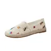 Chegada Nova Outono 2026 Alpargatas Grandes Slip-on com Solado de Corda Transfronteiriças de Solado Baixo Tela Color Block Slip-on Único Sapatos de Pescador para Mulheres