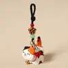 Chaveiro Pingente Gatinho Esculpido em Madeira Artesanal Pingente de Bolsa Fofo Exquisito Ornamentos Criativos da Internet Presente