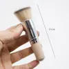 Brocha Portátil para Base de Maquillaje con Mango Corto de Madera, Brocha para Base Líquida, Herramienta de Belleza Facial, Mini Herramienta de Maquillaje Multifuncional para Viaje