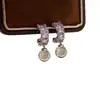 Pendientes de resina con forma de C, de estilo ins coreano, con circonita súper brillante y pasador de plata, de diseño delicado y suave, pendientes de alta gama