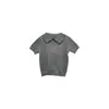 Top de Mujer Yuyi Verano 2026 Nuevo Gris Cuello Polo Manga Corta, Amigable con la Piel, Elástico, Estilo Ajustado A5572