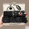 Gomas para el pelo cubiertas de cuero para mujer, diseñadas para no apretar ni dejar marcas en el cabello, scrunchies negros, gomas elásticas para el pelo para niños, alta elasticidad, gomas para el pelo duraderas