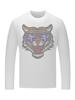 Camiseta de Manga Larga para Hombre 2026 Estilo Nuevo Cabeza de Tigre con Pedrería Marca de Moda Camiseta de Modal Talla Grande para Primavera y Otoño