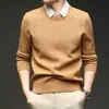 Suéter Masculino Espesso Venda Quente Transfronteiriça Falso Duas Peças Outono e Inverno 2025 Novo Gola Lapela Casual Malha de Base para Homens