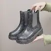 Botas de Chuva Martin Transfronteiriças para Mulheres, Novo Estilo, Sapatos Impermeáveis de Solado Grosso, Botas de Chuva de Gelatina Antiderrapantes de Cano Curto Estilo Japonês