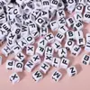 6X6 Cuentas Coloridas de Letras Inglesas Mixtas Cuentas Luminosas Cuadradas Planas Material para Pulsera Hecho a Mano DIY Accesorios de Cuentas Sueltas