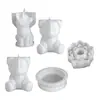 Papoula DIY Aromaterapia Gesso Urso de Pelúcia Raposa Sentada Lobo Pequeno Animal Suculenta Flor Ornamento Molde de Vela