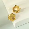 Pendientes Ouyini de Plata de Ley 925 Lujo Ligero Sensación de Alta Gama Pendiente de Flor de Trébol de Tres Hojas Tallado Exquisito Diseño Ins Ear Cuff