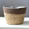 Juego de macetas tejidas de paja natural de la fábrica de origen, cesta de flores tejida para plantas de interior, maceta decorativa de pie para sala de estar
