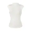 Camiseta de Color Sólido Tencel de Manga Corta con Cuello Medio Alto Estilo Puro Deseo, Nuevo Top Básico de Moda Versátil Ajustado para Mujer en Primavera y Verano