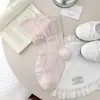Meias Ruffled de Camada Dupla Estilo Ballet para Mulheres, Verão Fina de Malha Respirável Cor Sólida Versátil Estilo Japonês Meias Largas para Meninas