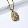 Collar de Acero de Titanio con Colgante de Gato Diosa Egipcia Antigua Bastet Cadena para Suéter Personalidad Nicho Hombres Retro Artístico