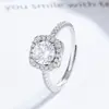 Anillo Cuadrado de Diamante de Plata de Ley 925 para Mujer, Anillo Cuadrado Sencillo y Versátil Full Diamond, Joyería de Plata Moderna y Elegante Personalizada