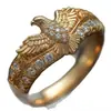 Nuevo Anillo de Oro con Águila Europea y Americana Extendiendo las Alas Forma de Animal Simple Accesorio Unisex