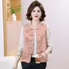 Ropa de Otoño para Mujer Estilo Chino Chaleco Estampado Cuello Alto Chaleco Estilo Nacional Ropa Exterior Chal Chaleco Elegante para Mujer de Mediana Edad