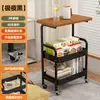 Mesa de Centro Móvil Carrito de Snacks Estilo Crema Mesa Lateral para Sala de Estar Mini Estante de Almacenamiento de Mesita de Noche Mesa