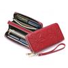 Cartera Larga para Mujer con Doble Cremallera, Gran Capacidad, Bloqueo RFID, Bolso de Mano de Piel de Vaca de Primera Capa, Bolso de Mano Estampado