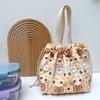 Bolsa de almuerzo con estampado de conejo rosa y oso verde, con cordón, bolsa portátil para lonchera, bolsa de paquete de lonchera para trabajadores de oficina, venta al por mayor
