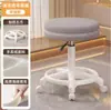 Taburete Pequeño Giratorio para Uso en Casa en la Sala de Estar, Taburete Bajo con Ruedas, Taburete para Cambiar Zapatos, Taburete de Costura con Lana de Cordero