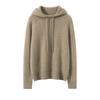 Nuevo Suéter de Cachemir 100% Puro para Otoño e Invierno, Sudadera con Capucha de Color Sólido Botonada para Mujer, Suéter de Punto Holgado con Efecto Adelgazante, Camiseta Interior de Punto