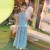Conjunto de dos piezas de traje Tang de verano para mujer, nuevo 2025, ropa de verano elegante para niñas, nuevo conjunto Hanfu de estilo chino, niño infantil