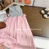 Vestido de Verano sin Mangas con Retazos Estilo Coreano para Niñas, Vestido de Longitud Media, Falda Abullonada de Cintura Alta, Vestido Largo Tipo Chaleco Estilo Vacaciones, Exportación