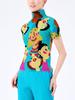 Miyake Top Elegante Cuello Alto Medio Estampado Elástico Moda Versátil Camiseta Fondo de Camisa de Otoño e Invierno Ropa Interior para Mujer