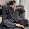 Pijama térmico para niños de otoño e invierno, forrado de forro polar, cálido conjunto de ropa de estar de manga larga con estampado de dibujos animados para niños