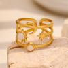 Moda Europea y Americana Elegante Nicho Estilizado Alta Gama Joyería de Mano Acero Inoxidable Chapado en Oro de 18K Anillo Abierto Luna Sol