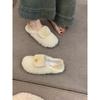 Zapatos peludos estilo hada suaves para usar en exteriores, Zapatos tipo botín cálidos con felpa, Zapatos planos de algodón para mujer