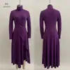 Estilo Europeu e Americano 2025 Outono e Inverno Novo Amazon Cross-Border Roupas Femininas Cor Sólida Manga Longa Gola Alta Assimétrico Vestido