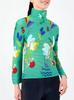 Top plisado con estampado de dibujos animados para mujer, diseño fino, estampado elástico de nicho, corte ajustado, camiseta básica adelgazante para mujer