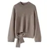 Nuevo Suéter de Cachemira para Mujer Otoño 2026, Suéter Básico de Punto Pullover Cuello Redondo, Suéter Versátil con Dobladillo Anudado