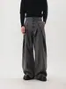 Calça de Terno Cinza para Mulheres, Primavera e Outono, Calça Casual Solta Reta de Cintura Alta, Calça Wide Leg Drapeada de Alta Qualidade, Tendência