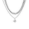 Collar de doble capa con letra W de acero de titanio Tiktok, cadena de clavícula para hombres y mujeres, estilo japonés y coreano, accesorios simples personalizados al por mayor