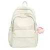 Mochila de Cor Sólida Estilo Coreano Ins com Visual de Alta Qualidade para Estudantes Universitários Bolsa de Ombro Duplo Simples Versátil Bolsa de Viagem de Grande Capacidade 1