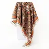 Lenço de Seda 90cm Lenço de Cabeça Feminino Xale de Flores Paisley Lenço Quadrado Retro Paisley Europeu e Americano Lenço de Cabeça