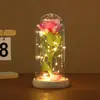 Nuevo regalo de vacaciones transfronterizo: adorno de flor eterna, lámpara decorativa de escritorio creativa de flor de rosa en cúpula de cristal, venta al por mayor