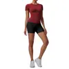 Top Casual Versátil de Color Sólido para Primavera y Verano, Ropa de Yoga con Sensación de Segunda Piel, Camiseta Deportiva de Manga Corta para Correr al Aire Libre y Pilates