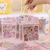 Bolsa de adesivos PET fofa de desenho animado portátil material de papelaria para estudantes crianças adesivo para diário adesivo de material para diário atacado adesivo para diário
