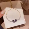 Galáxia Névoa Roxa~Pulseira com Pingente de Flor de Zircônia Gota d'Água Estilo Minimalista Coreano Ins Pulseira Joia de Luxo Leve de Alta Qualidade