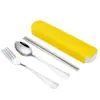 Juego de Vajilla Cuchillo y Tenedor de Acero Inoxidable Cuchara Juego de Vajilla Portátil Juego de Tres Piezas Caja de Regalo para Exteriores Juego de Una Pieza Vajilla Juego de Cuatro Piezas