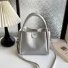Nuevo Bolso de Cubo con Bufanda Bolso de Hombro Versátil para Viajero Bolso Pequeño Bolso de Mano Tejido Sentido de Alta Gama Gran Capacidad Bolso Cruzado