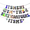 Nuevos suministros para fiesta de cumpleaños de niñas con temática de Taylor, banderín, decoraciones de fiesta de cantante, banderín de letras, arreglo de ambiente