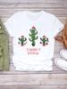 Camiseta Árvore de Natal Feliz Ano Novo Roupa Sapato com Carta Adorável
