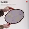 Bandeja de Té de Cristal Estilo Chino Begonia, Soporte para Tazas de Té Color Nogal, Bandeja Pequeña para Té Seco, Bandeja de Almacenamiento para Sala de Estar del Hogar