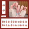 Blush Olho de Gato Azul Menta Diamante Brilhante Francês Moda Doce Estilo Ins Europeu e Americano Unhas Vestíveis Removíveis 30 Peças