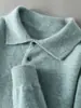 Suéter de lã pura outono e inverno 2026 masculino gola polo camisa base de tricô cor sólida pulôver lapela solta suéter tamanho grande